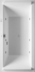 Ванна Duravit Darling New 170х75 см гидромассажная, встраиваемая/пристенная, акриловая, цвет: белый, с ножками/сливом-переливом, без фронтальной панели, прямоугольная, с системой гидромассажа Jet-System, с наклоном для спины справа, правая