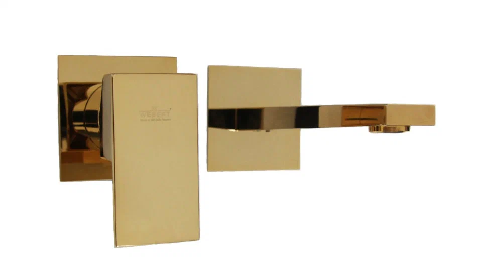 Смеситель для раковины Webert Pegaso однорычажный, настенный, неповоротный, длина 165 мм, латунь, цвет золото