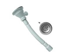 Сифон Ukinox гофрированный, с выпуском 3 1/2" без перелива, L800 мм, белый, для раковины, сливная труба, гофросифон