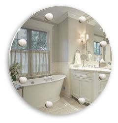 Зеркало Silver Мirrors ODRY, 77х77 см, с LED/ЛЕД-подсветкой, круглое, выключатель сенсорный с функцией диммера, 8 ламп в комплекте, для ванны