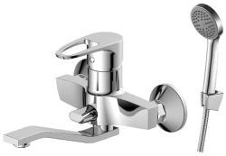 Смеситель для ванны/душа Decoroom, настенный, однорычажный, поворотный, длина излива 167 мм, керамический, латунь, цвет хром