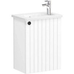 Тумба с раковиной Vitra Root Groove 45, 415х575х270 мм, подвесная, правая/правосторонняя, 1 распашная дверца, МДФ, система плавного закрывания, прямоугольная, цвет: белый матовый/умывальник, прямоугольный, цвет белый
