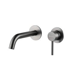 Смеситель для раковины/умывальника Knotlor Eclipse встраиваемый, однорычажный, неповоротный, длина излива 190 мм, керамический, нержавеющая сталь, цвет вороненая сталь, матовая