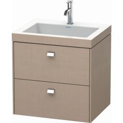 Тумба c раковиной Duravit Brioso, 60х48х61,3 см, подвесная, 2 выдвижных ящика, ДСП, цвет: лен/хром /Vero Air, мебельная, прямоугольная, цвет белый, фарфоровая, 1 отверстие под смеситель, без перелива