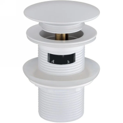 Донный клапан Boheme, с переливом, клик-клак/clik-clack, цвет: белый матовый, латунь, круглый, для раковины, для раковины/умывальника