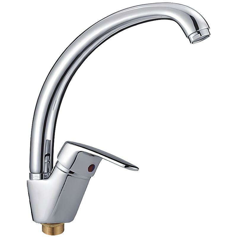 Смеситель для кухни/мойки HAIBA однозахватный, поворотный, латунный, с высоким изливом, длина 225 мм, латунь, цвет хром