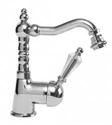 Смеситель для биде Cezares Vintage, однорычажный, низкий, длина излива 155 мм, неповоротный, керамический, латунь, цвет хром, с донным клапаном