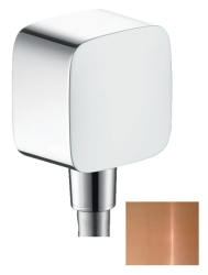 Шланговое подсоединение Axor ShowerSolutions Fixfit, размер 6,4х6,4 см, цвет полированная медь, квадратное, настенное, латунное/пластиковое, с обратным клапаном, подключение для душевого шланга