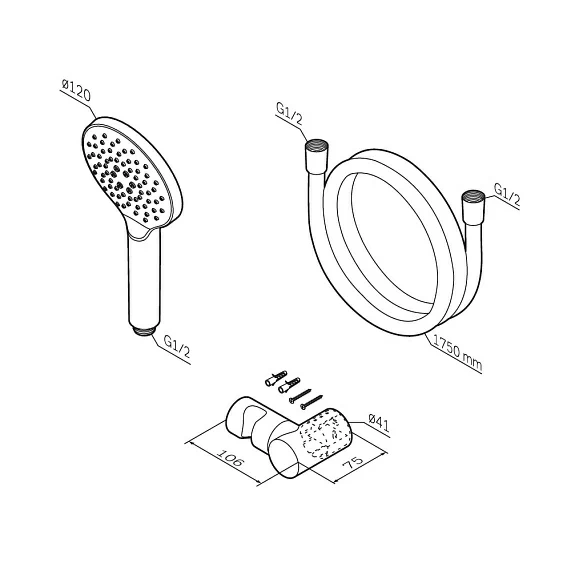 Душевой гарнитур AM.PM Like, комплект: ручной душ/душевой шланг/держатель ручного душа, нержавеющая сталь/пластик, цвет: черный матовый Душевой гарнитур AM.PM Like, комплект: ручной душ/душевой шланг/держатель ручного душа, нержавеющая сталь/пластик, цвет: черный матовый