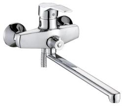 Смеситель для ванны/душа Potato P14, настенный, однорычажный, поворотный, керамический, длина излива 389 мм, цинк, цвет хром