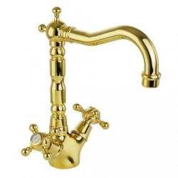 Смеситель для раковины Migliore Revival, двухвентильный, поворотный, длина 165 мм, керамический, латунь, цвет золото