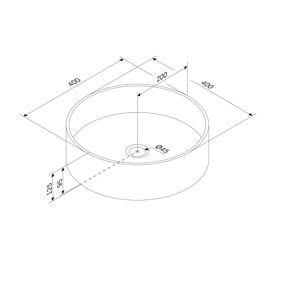 Раковина накладная 40 AM.PM Func 400х400х125 мм фарфоровая, круглая, цвет белый, без отверстия под смеситель, без слив-перелива