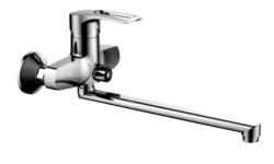 Смеситель для ванны/душа Ekko, однорычажный, настенный, поворотный, силумин, длина излива 350 мм, керамический, цвет хром