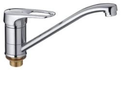 Смеситель для кухни/мойки LEDEME, однорычажный, поворотный, латунный, длина излива 233 мм, латунь, цвет хром