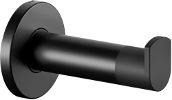 Крючок одинарный Keuco Plan настенный, с упором для двери, латунь/пластик, форма округлая, для полотенец/халатов в ванную/туалет/душевую кабину, цвет черный/черный матовый