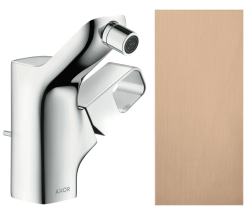 Смеситель для биде Axor Urquiola однорычажный, керамический, фиксированный излив, длина 10,4 см, латунь, цвет шлифованное красное золото, без шланга/лейки, с донным клапаном