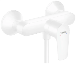 Смеситель для душа Hansgrohe Talis E, однорычажный, керамический, настенный, наружнего/внешнего монтажа, без излива, без шланга/лейки, латунь, цвет матовый белый, на 2 отверстия