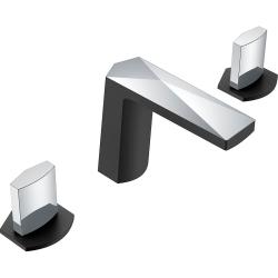 Смеситель для раковины/умывальника Boheme Venturo, двухвентильный, неповоротный, керамический, длина излива 152 мм, латунь, цвет черный/хром