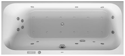 Ванна Duravit Happy D.2 170х75 см гидромассажная, встраиваемая, акриловая, цвет: белый, с ножками/сливом-переливом, без фронтальной панели, прямоугольная, с системой гидромассажа Combi-System E, c наклоном для спины слева, левая