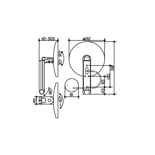 Зеркало Keuco iLook_ move косметическое, с подсветкой, круглое, настенное, увеличение x 5, хром, с сенсорной панелью, латунь
