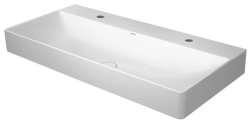 Раковина DURAVIT DuraSquare 100х47х14,5 см, подвесная, прямоугольная, санфарфор, шлифованная, цвет белый, 2 отверстия под 2 смесителя, без перелива