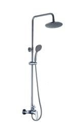 Душевая система настенная Diadonna, высота: 1100-1551 мм, цвет хром, комплект: однорычажный смеситель/тропический душ (с верхней лейкой)/лейка/держатель лейки/штанга/шланг, латунь, наружного монтажа