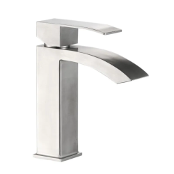 Смеситель для раковины/умывальника Haiba, однорычажный, неповоротный, нержавеющая сталь, длина излива 127 мм, керамический, цвет сталь