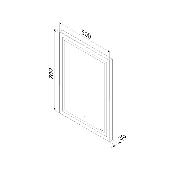Зеркало Am.Pm Gem 50х70 см с LED/ЛЕД-подсветкой, прямоугольное, ИК-сенсор, для ванны, навесное/подвесное/настенное