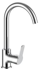 Смеситель для кухни/мойки Voda Aqua однорычажный, поворотный, керамический, R-излив, длина 167 мм, высота 241 мм, латунь, цвет хром