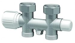 Н-образный узел FAR М24х19 вн.х3/4"вн. (прямой) с термостатическим и запорным клапанами