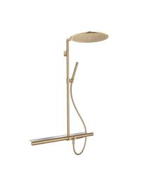 Душевая система Axor ShowerSolutions Showerpipe 800 1jet, высота 104,4 см, цвет: шлифованная бронза, комплект: верхний душ/термостат для душа/ручной душ/штанга для душа/держатель для душа, наружного монтажа, настенная, латунная