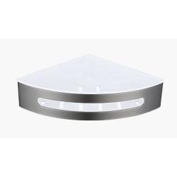 Полка Raglo R340.01.09 угловая, 205х205 мм настенная/подвесная, нержавеющая сталь/ABS-пластик, для ванных принадлежностей, в ванную/туалет/душевую кабину, цвет графит