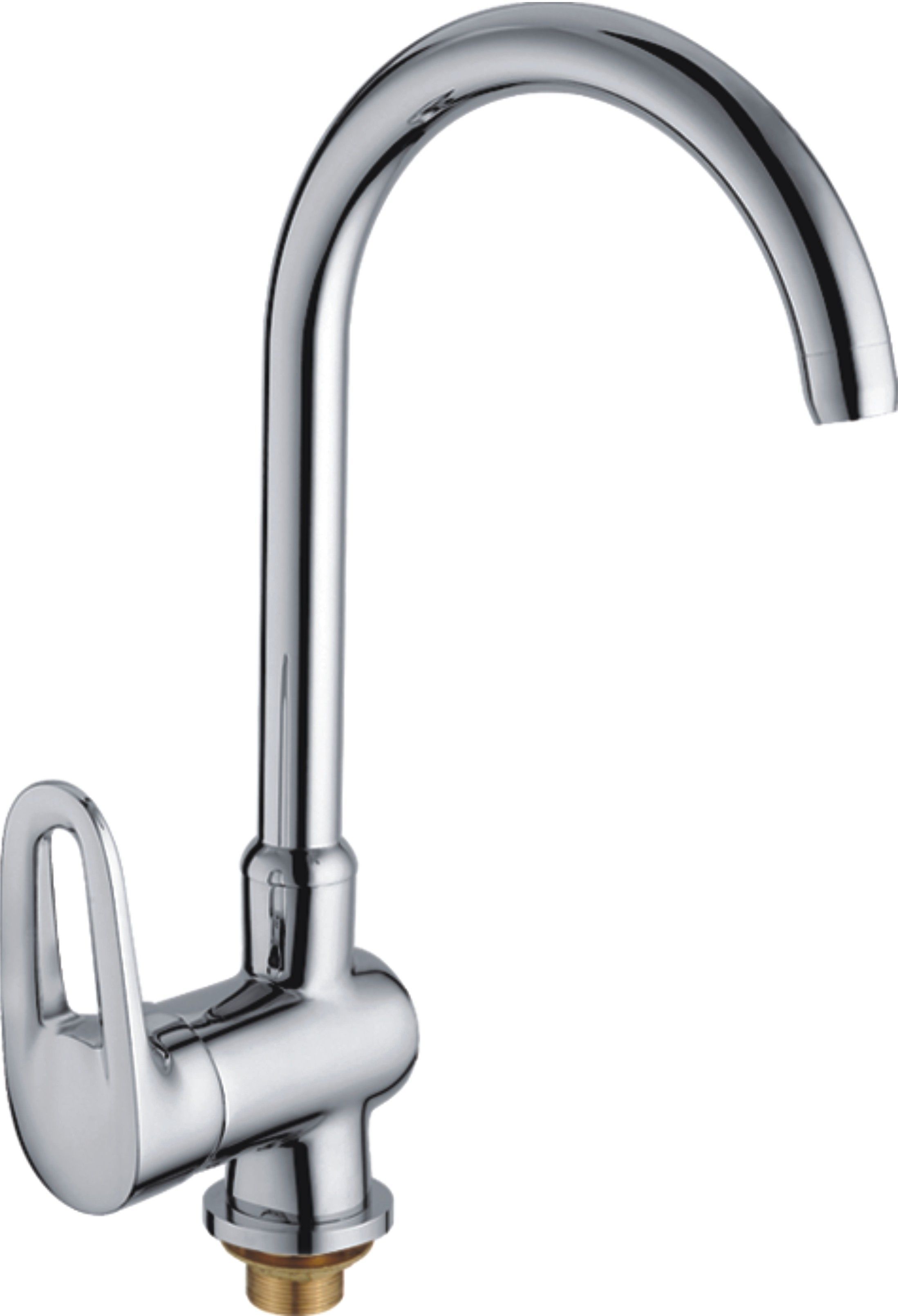 Смеситель для кухни/мойки HAIBA однозахватный, поворотный, латунный, с высоким изливом, длина 226 мм, латунь, цвет хром