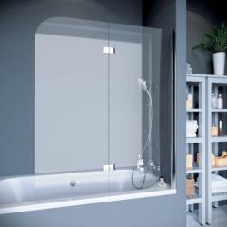 Шторка для ванны Koller Pool 140х115 см, прозрачное стекло, профиль хром, ограждение/распашная, двухсекционная, плоская/ панель, правая