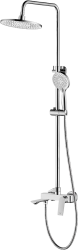 Душевая система Haiba, настенная, высота- 1100 мм, цвет хром, комплект: однорычажный смеситель/излив/тропический душ (с верхней лейкой)/лейка/держатель лейки/штанга/шланг, латунь, наружного монтажа
