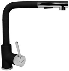 Смеситель для кухни/мойки Longran Impact, однорычажный, поворотный/выдвижной излив, керамический картридж, высокий, длина излива 237 мм, латунь, цвет оникс