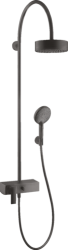Душевая система Axor Citterio Showerpipe 180 1jet, высота 115,1 см, цвет: шлифованный черный хром, комплект: верхний душ/ручной душ/однорычажный смеситель для душа/шланг для душа/держатель для душа, наружного монтажа, настенная, латунная