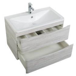 Тумба под раковину BelBagno Acqua 80, 80х45,5х52,4 см, подвесная, 2 выкатных ящика, МДФ, цвет: белый винтажный дуб, шкафчик навесной, механизм доводчика, прямоугольная