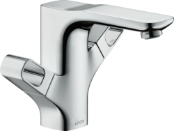 Смеситель для раковины Axor Urquiola 120, двухвентильный, фиксированный излив, длина излива 13,9 см, керамический, латунь, цвет хром, со сливным гарнитуром