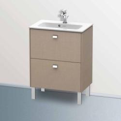 Тумба под раковину Duravit Brioso, 62х38,9х68,3 см, напольная, цвет: лен/хром, 2 выдвижных ящика, ДСП, прямоугольная, левая/правая, в ванную комнату