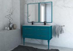 Тумба под раковину Cezares Tiffany 120, 120х46х55 см, подвесная, 4 выдвижных ящика, МДФ, цвет: зеленый, шкафчик навесной, механизм доводчика, прямоугольная