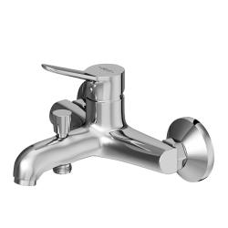 Смеситель для ванны/душа Dorff Optima однорычажный, керамический, настенный, излив короткий литой 92 мм, латунь, хром