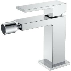 Смеситель для биде Boheme Qubic, однорычажный, неповоротный, керамический, длина излива 125 мм, латунь, цвет хром