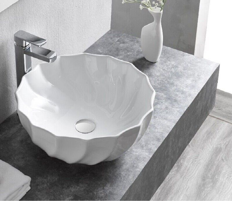 Раковина для ванной CeramaLux 9073 46х17х46 накладная, круглая, керамическая/фарфоровая, цвет белый, без отверстия под смеситель, без слива-перелива