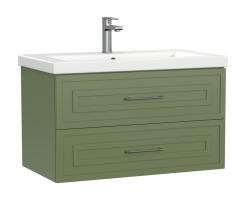 Тумба под раковину Cersanit CLASSIC 80 для COMO 80, подвесная, цвет зеленый матовый, 2 выдвижных ящика, прямоугольная