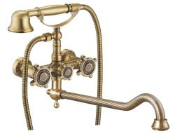 Смеситель для ванны/душа ZorG A, настенный, двухвентильный, поворотный, длина излива 327 мм, керамический, латунь, цвет бронза