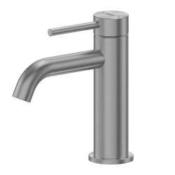 Смеситель для раковины/умывальника ABBER Wasser Kreis 316 однорычажный, неповоротный, керамический, длина излива 120 мм, нержавеющая сталь, цвет оружейная сталь брашированная