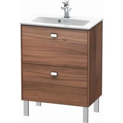 Тумба под раковину Duravit Brioso, 62х38,9х68,3 см, напольная, цвет: орех матовый/хром, 2 выдвижных ящика, ДСП, прямоугольная, левая/правая, в ванную комнату