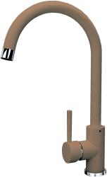 Смеситель для кухни Florentina Альфа, однорычажный, поворотный, керамический, с высоким С-образным изливом, высота излива 20,2 см, латунь, цвет капучино