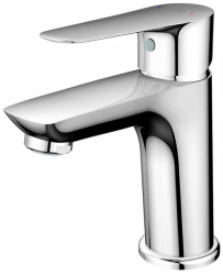 Смеситель для раковины Dorff Prime однорычажный, излив короткий, длина 115 мм, керамический, латунь, цвет хром